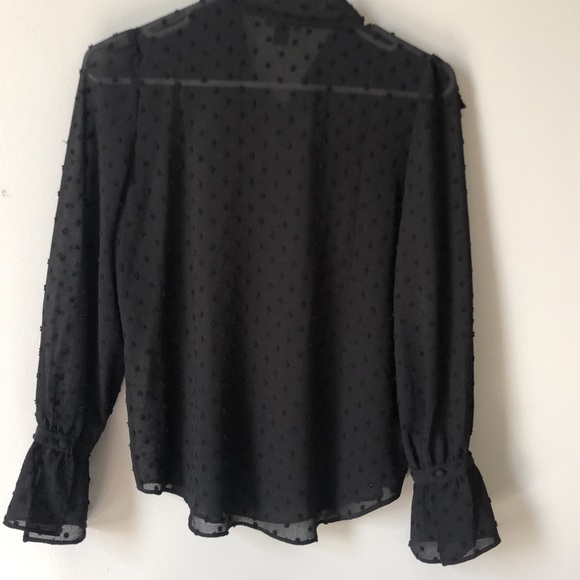 Ann Taylor dotted ruffle tie neck top - Picture 6 of 9